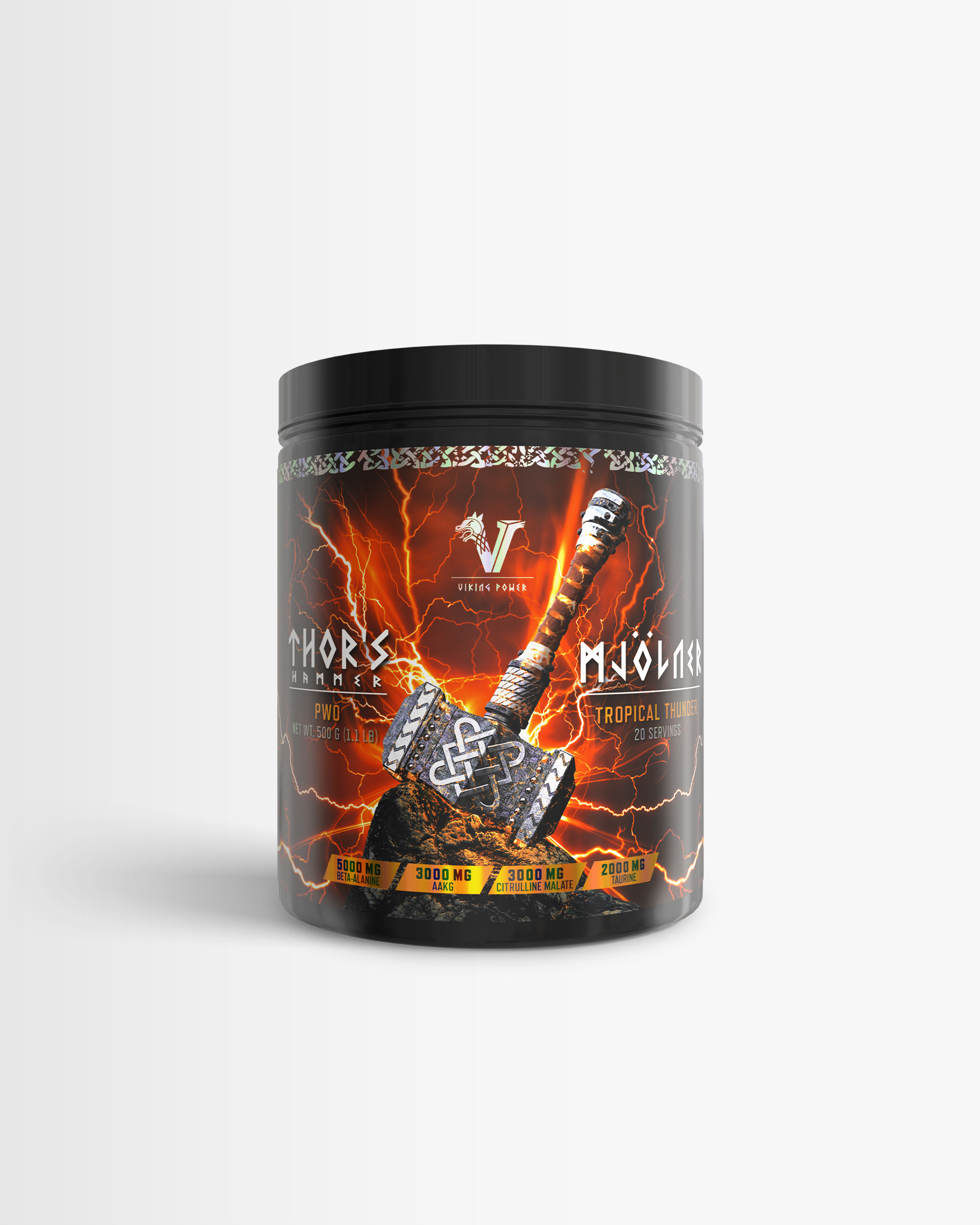 3 x PWO Pre-workout - Thor's Hammer Mjölner - Tropical Thunder