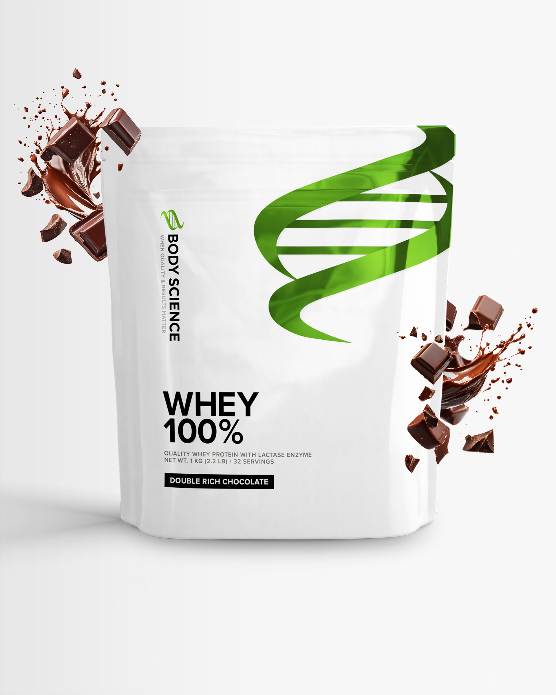 4 x Whey 100% - Double Rich Chocolate - Proteinpulver sjokolade