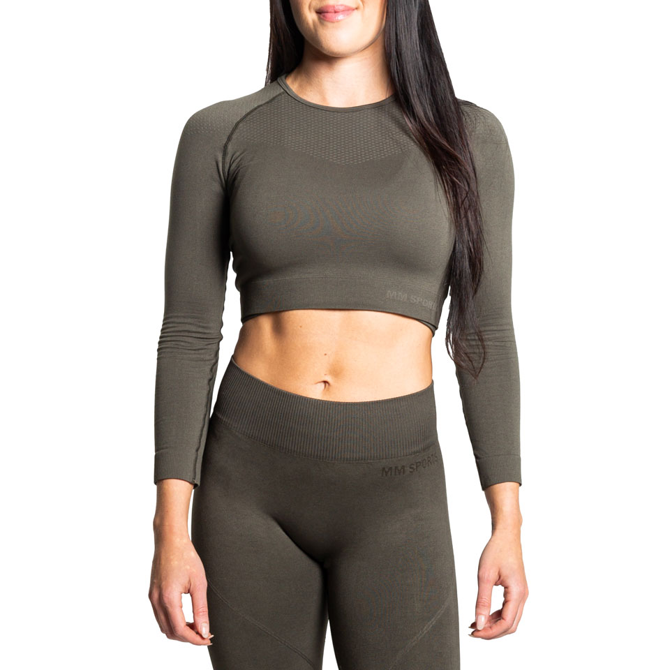 Seamless treningstopp L/S Daisy, militærgrønn