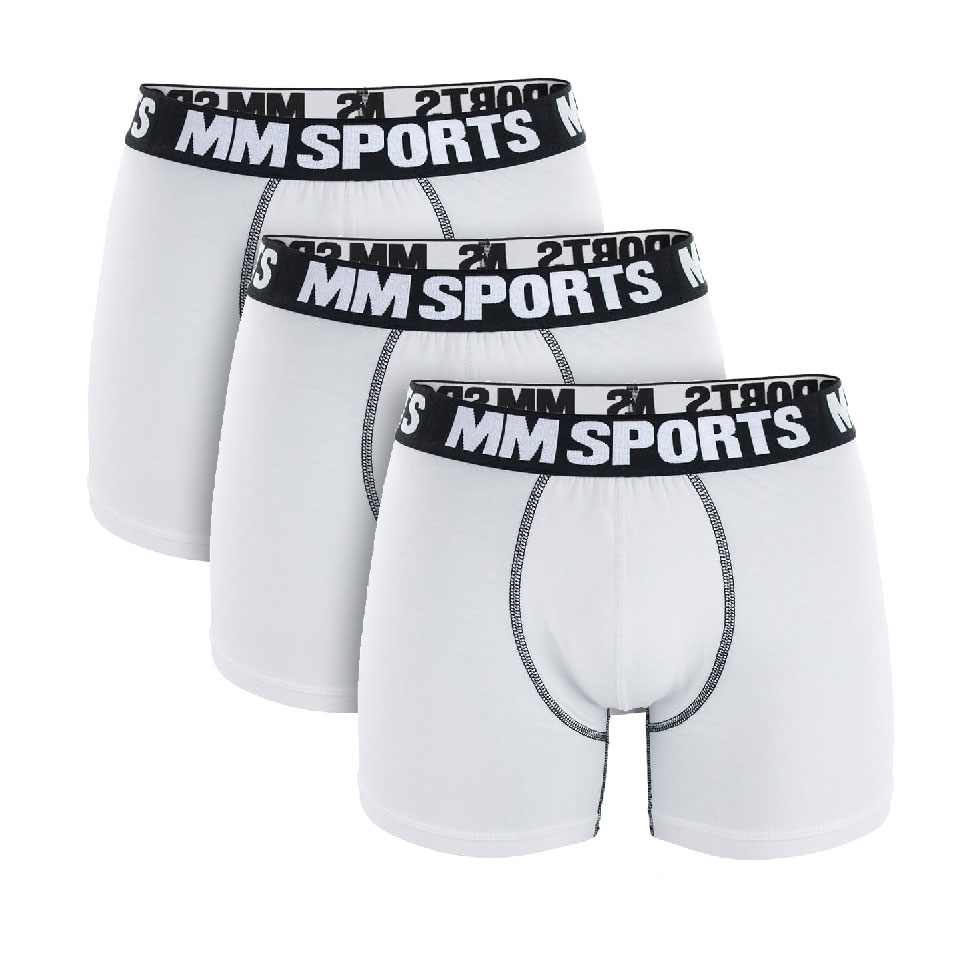 3 stk MM Sports Boxer Shorts, White